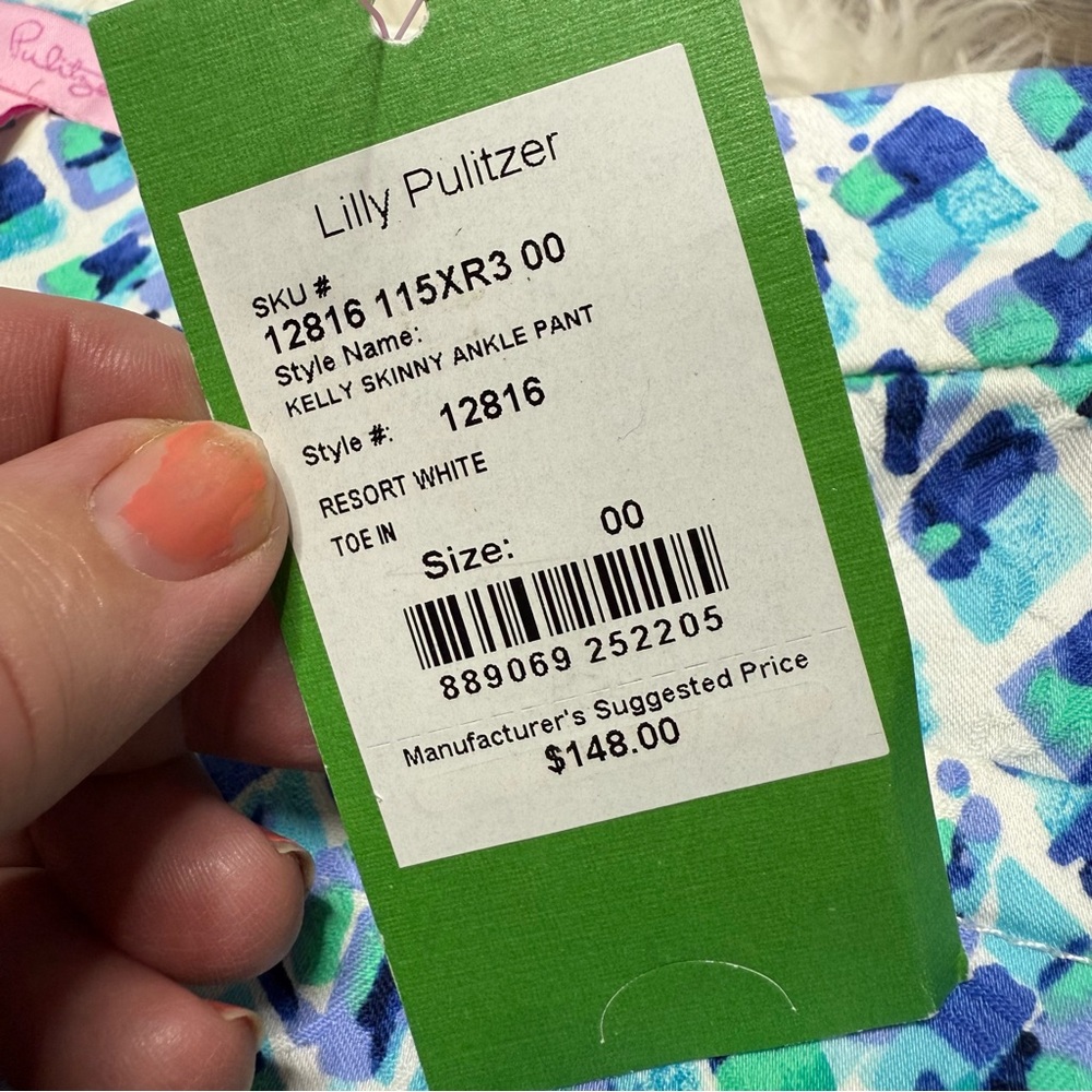 Lilly Pulitzer Kelly Skinny Blue Ankle Pant Resort White NWT - Picture 5 of 11